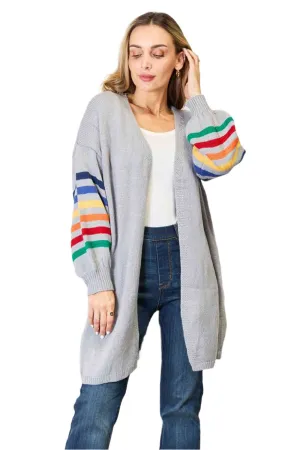 TEEK - Multicolored Stripe Open Front Cardigan