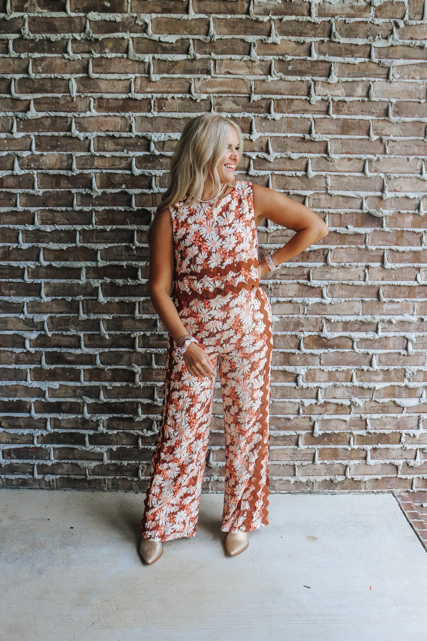 Touch Of Nature Brown Floral Jumpsuit