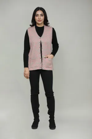 V-Neck Sleeveless Woolen Cardigan for Women