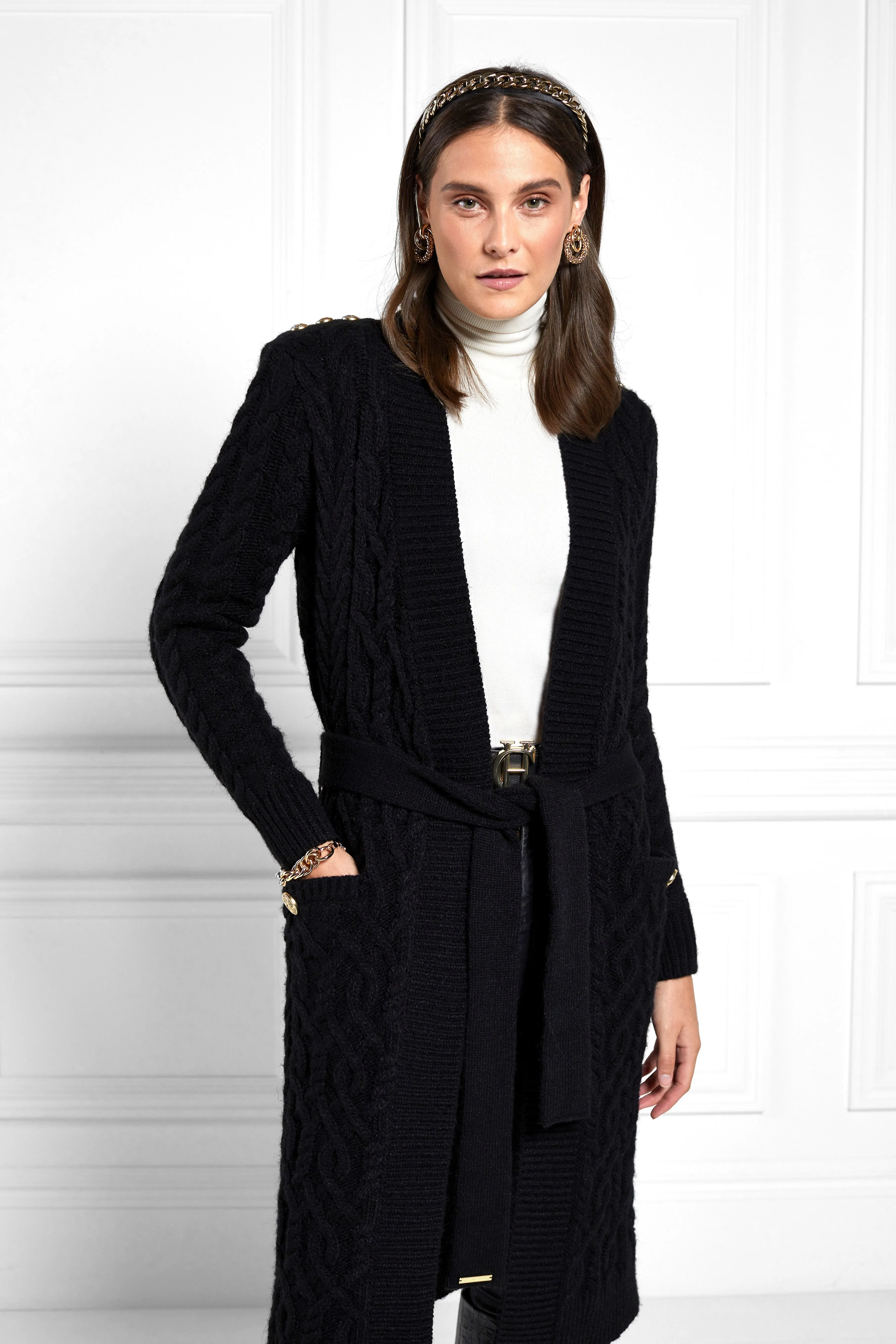 Windsor Cable Midi Cardigan (Black)