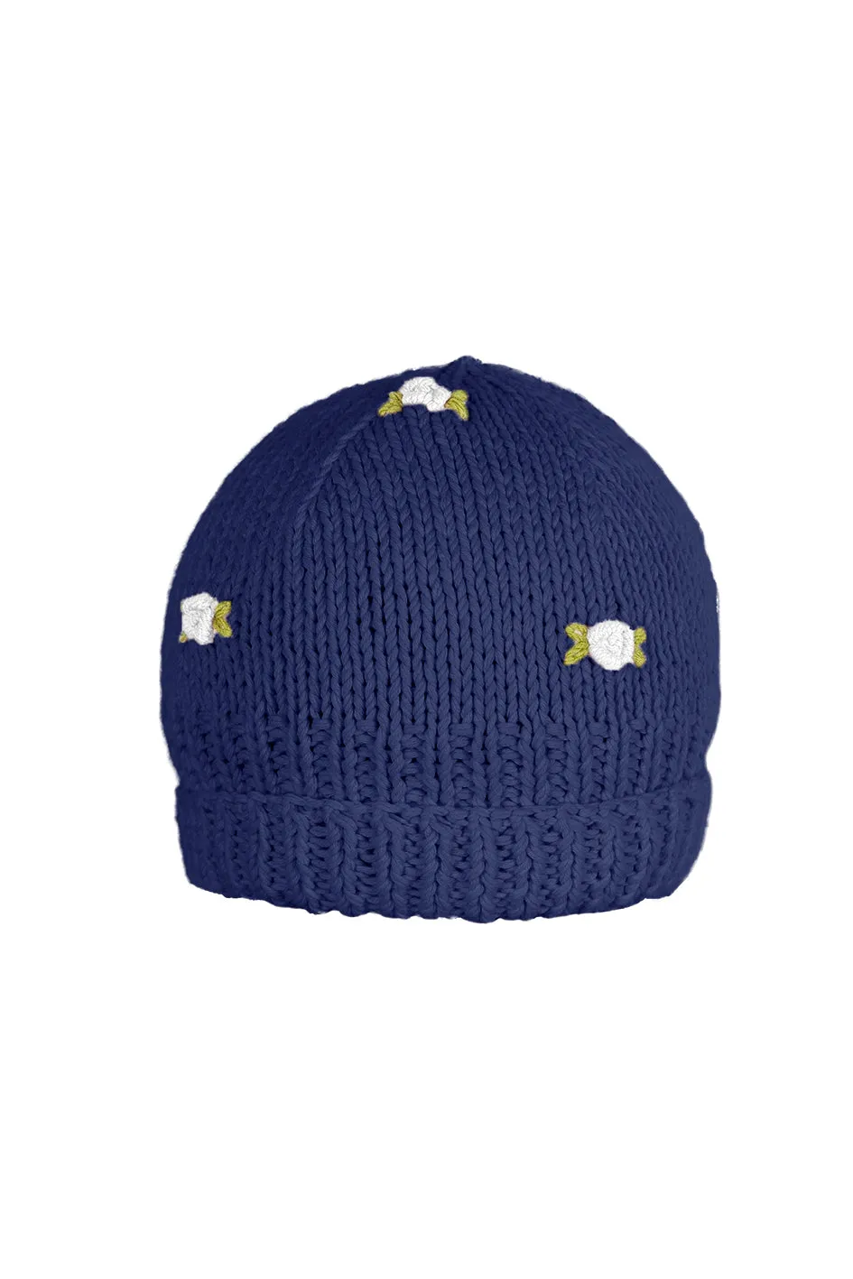 WINTER BLOOM WHITE ROSE Cotton Beanie Hat