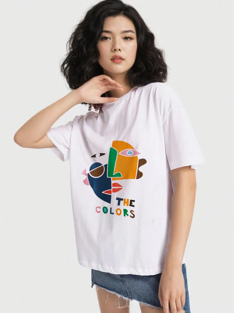 Women Oversized White T-shirt - Colours