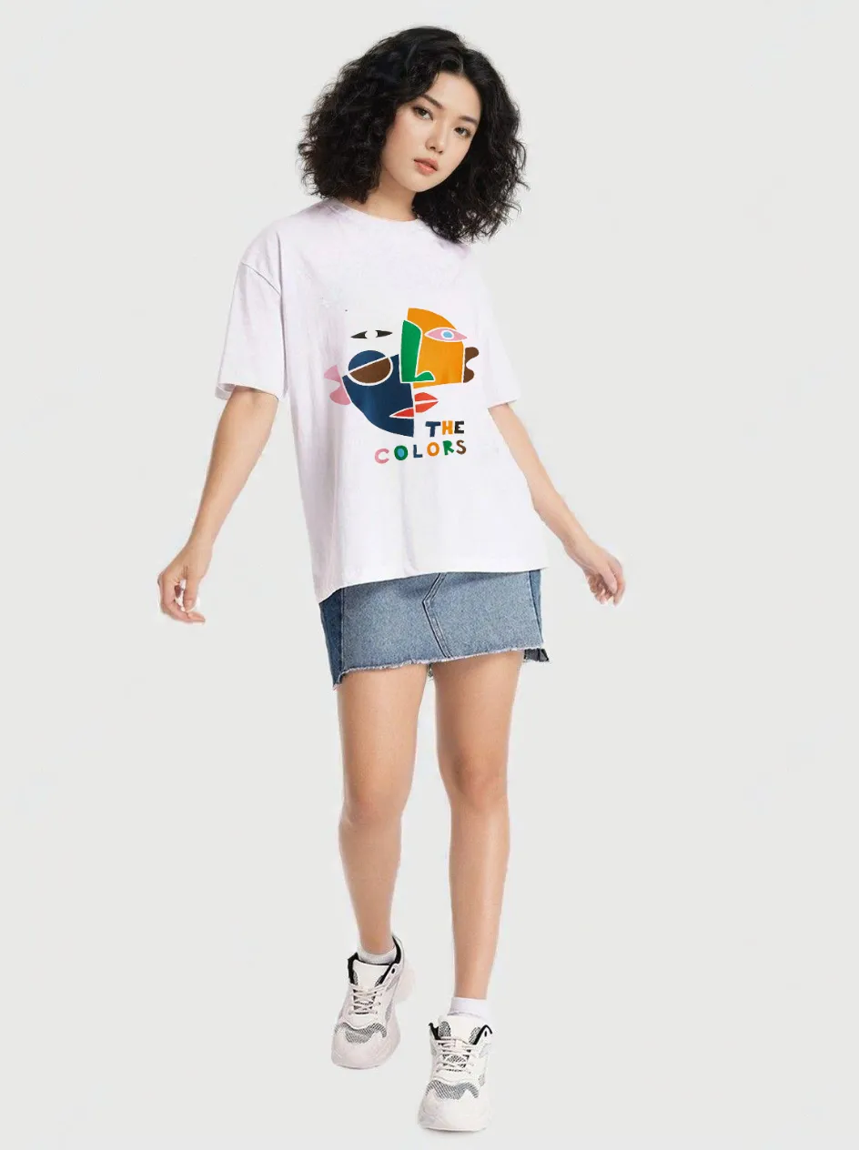 Women Oversized White T-shirt - Colours