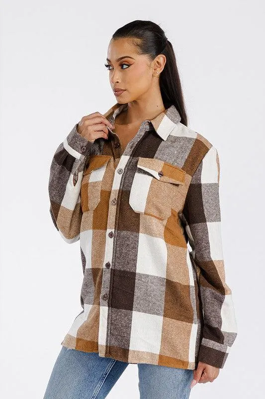 Womens Boyfriend Oversized Soft Flannel Shacket