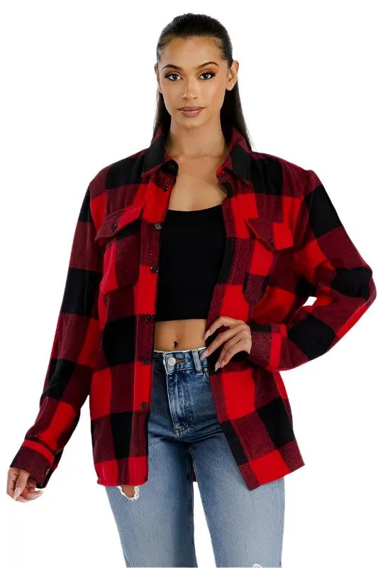 Womens Boyfriend Oversized Soft Flannel Shacket