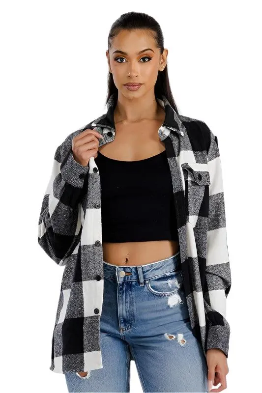 Womens Boyfriend Oversized Soft Flannel Shacket