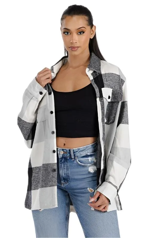 Womens Boyfriend Oversized Soft Flannel Shacket