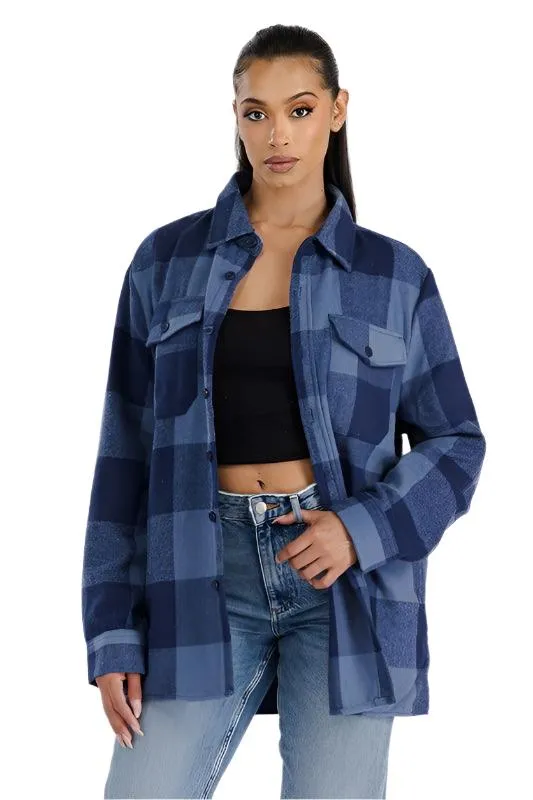 Womens Boyfriend Oversized Soft Flannel Shacket