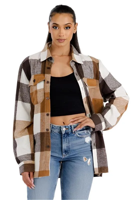 Womens Boyfriend Oversized Soft Flannel Shacket