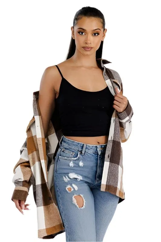 Womens Boyfriend Oversized Soft Flannel Shacket