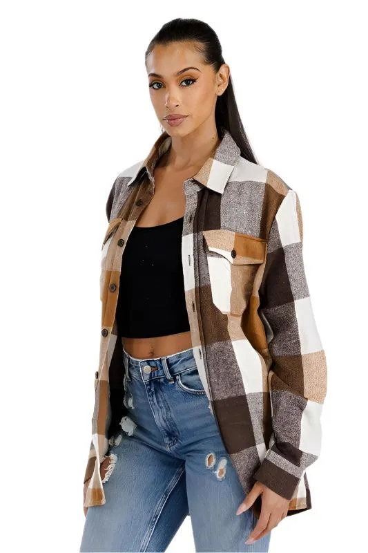 Womens Boyfriend Oversized Soft Flannel Shacket